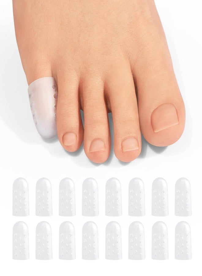Promifun Gel Pinky Toe Caps, 16 Pack Toe Protectors for Women, Silicone Toe Covers Sleeves for Men, Blisters, Corns, Friction Pain Relief (Breathable, Pinky) - Image 1